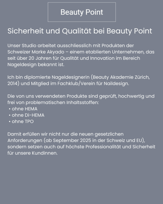 Sicherheit und Qualität bei Beauty Point